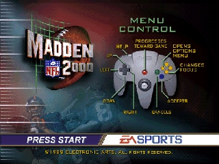 Madden NFL 2000 title screen for Nintendo 64
